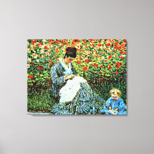 Impressão Em Tela Camille Monet e Child,