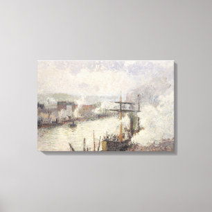 Impressão Em Tela Camille Pissarro - Barcos a vapor no porto de Roue