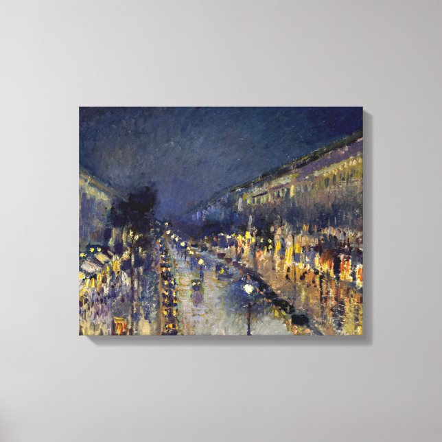 Impressão Em Tela Camille Pissarro - Boulevard Montmartre à Noite (Frente)