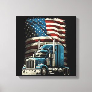 Impressão Em Tela Caminhante Bandeira Americana Para A Unidade De Ca