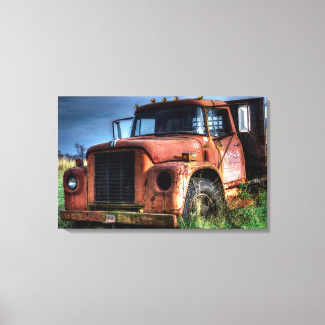 Impressão Em Tela Caminhão Internacional Antiquado de Pickup Vermelh (Frente)