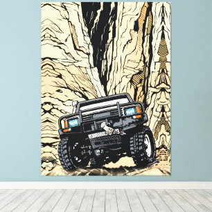 Impressão Em Tela Caminhão Off-Road Retro Rock Crawl Arte Pop