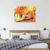 Caminhão Vintage Laranja em Outono 32x24