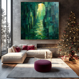 Impressão Em Tela Caminho Abstrato verde monocromático com o Arquway