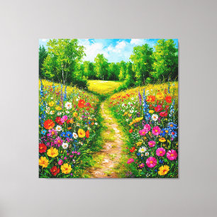 Impressão Em Tela Caminho de Flores Silvestres Através de um Verão L