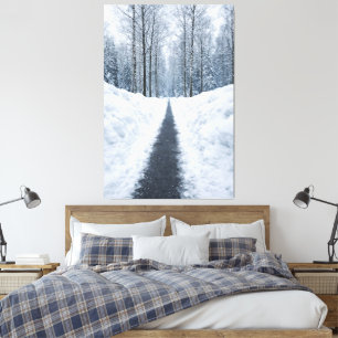 Impressão Em Tela Caminho de Floresta de Inverno Nebuloso em Tela