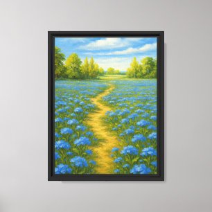 Impressão Em Tela Caminho de Prados de Flores Selvagem Azul