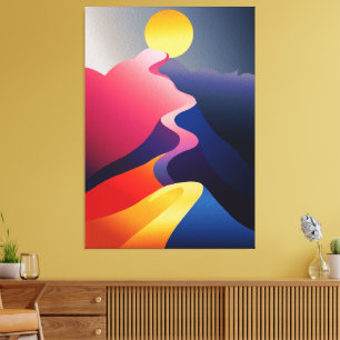 Impressão Em Tela Caminho para o Sol – Vibrante Montanha Abstrata