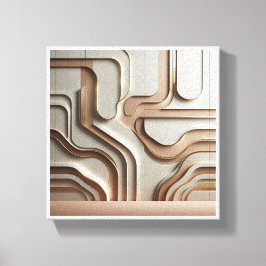 Impressão Em Tela Caminhos Geométricos 3D Modernos Abstratos - Creme