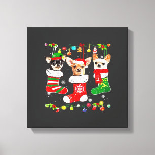 Impressão Em Tela Camisa Clássica de Cachorro Chihuahua Luzes de Nat