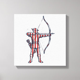 Impressão Em Tela Camisa de Caça com Arco e Bandeira Americana Vinta