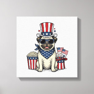 Impressão Em Tela Camisa de Cachorro com Desenho de Pug Patriótico G