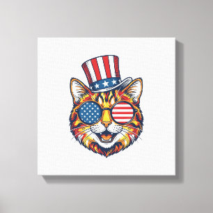 Impressão Em Tela Camisa de Gato Patriota com Desenho de Gravura Vin