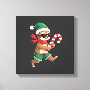 Impressão Em Tela Camisa de Natal Preguiça Elfo Peppermint Candy Can