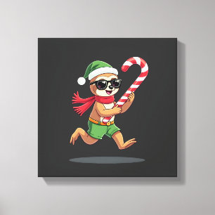 Impressão Em Tela Camisa de Natal Sloth Elf Peppermint Candy Cane Gi