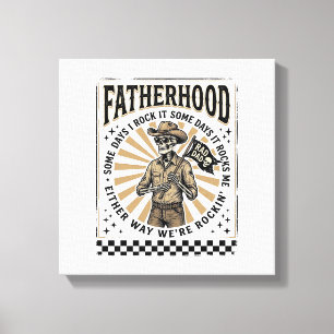 Impressão Em Tela Camisa de Pai Cowboy Esqueleto Vintage Paternidade