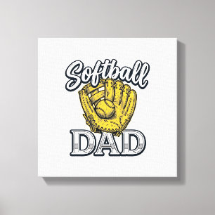 Impressão Em Tela Camisa de Pai de Softbol com Luvas Vintage Design_