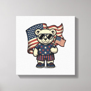 Impressão Em Tela Camisa de urso Teddy patriota com desenho de gravu