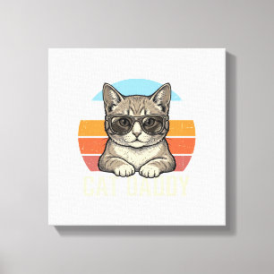 Impressão Em Tela Camisa do Gato Papai Vintage Sunset Cool Cat Desig