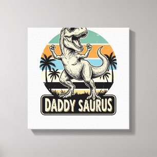 Impressão Em Tela Camisa do pôr do sol do dinossauro retrô do papai