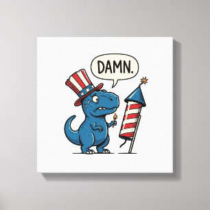 Impressão Em Tela Camisa engraçada patriótica de T-Rex com fogos de