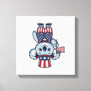 Impressão Em Tela Camisa Patriótica de Koala Vetorial Vintage Design