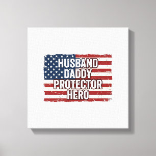 Impressão Em Tela Camisa Patriótica Marido Papai Protetor Herói Band