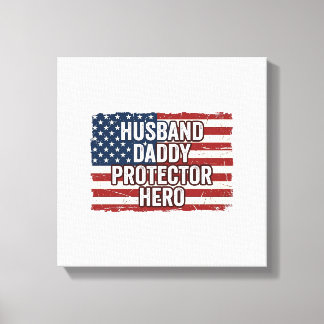 Impressão Em Tela Camisa Patriótica Marido Papai Protetor Herói Band