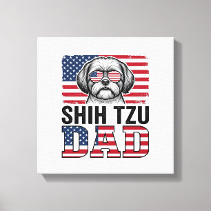 Impressão Em Tela Camisa Patriótica para Cão Pai Shih Tzu Vintage De