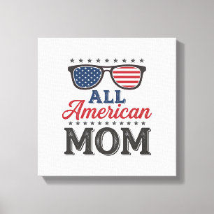 Impressão Em Tela Camisa Patriótica Vintage de Mãe Americana_1