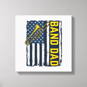 Impressão Em Tela Camisa Vintage da Bandeira Americana Trombone Pai 