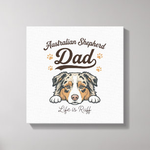 Impressão Em Tela Camisa Vintage da Vida de Pai do Australian Shephe