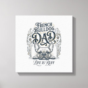 Impressão Em Tela Camisa Vintage da Vida de Pai do Bulldog Francês É