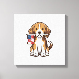 Impressão Em Tela Camisa Vintage de Cachorro Beagle com Bandeira Ame