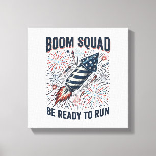 Impressão Em Tela Camisa Vintage de Foguetes Patrióticos Boom Squad