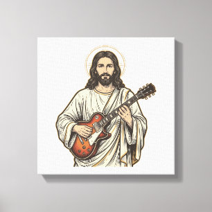 Impressão Em Tela Camisa Vintage de Gravura de Guitarrista Sagrado D