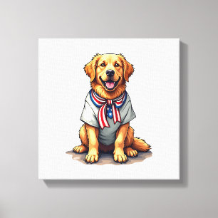 Impressão Em Tela Camisa Vintage de Gravura Patriótica Cachorro Dour