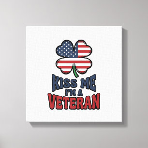 Impressão Em Tela Camisa Vintage de Trevo Patriótico Beije-me Vetera