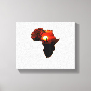 Impressão Em Tela Camiseta África Mapa da África Tee Pôr do sol Sul-