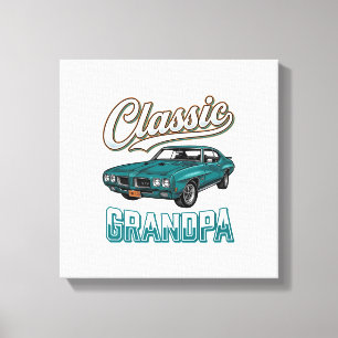 Impressão Em Tela Camiseta Clássica do Vô com Carro Antigo Design_1