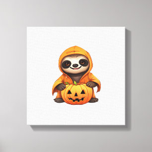 Impressão Em Tela Camiseta Clássica Preguiça Fofa de Halloween