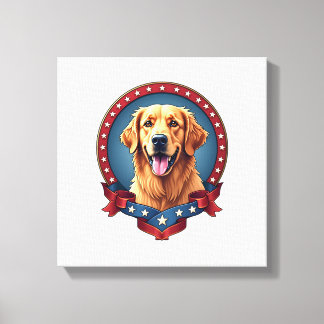 Impressão Em Tela Camiseta com Brasão em Tributo ao Golden Retriever
