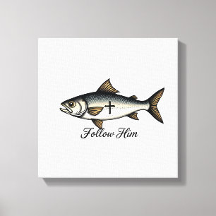Impressão Em Tela Camiseta Cristã com Gravação Antiga de Peixe de Je