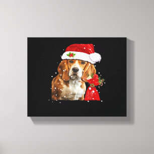 Impressão Em Tela Camiseta De Natal Do Cão Beagle Cachorro De Natal