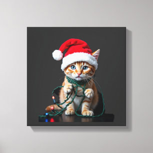 Impressão Em Tela Camiseta de Natal Gato Siamês Decote V