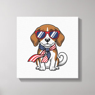 Impressão Em Tela Camiseta de Óculos de Sol de Cachorro Beagle Patri