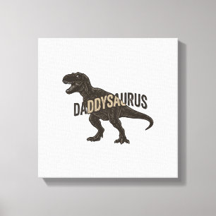 Impressão Em Tela Camiseta Desenho de Gravura Vintage Daddysaurus Di