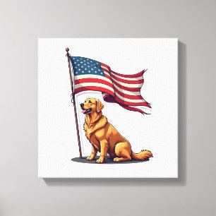 Impressão Em Tela Camiseta do Estandarte da Parada do Golden Retriev