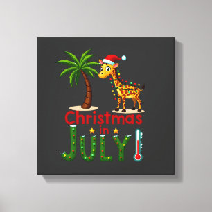 Impressão Em Tela Camiseta engraçada de Natal em julho Santa Girafa 