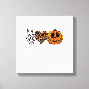 Impressão Em Tela Camiseta engraçada Paz Amor Halloween
